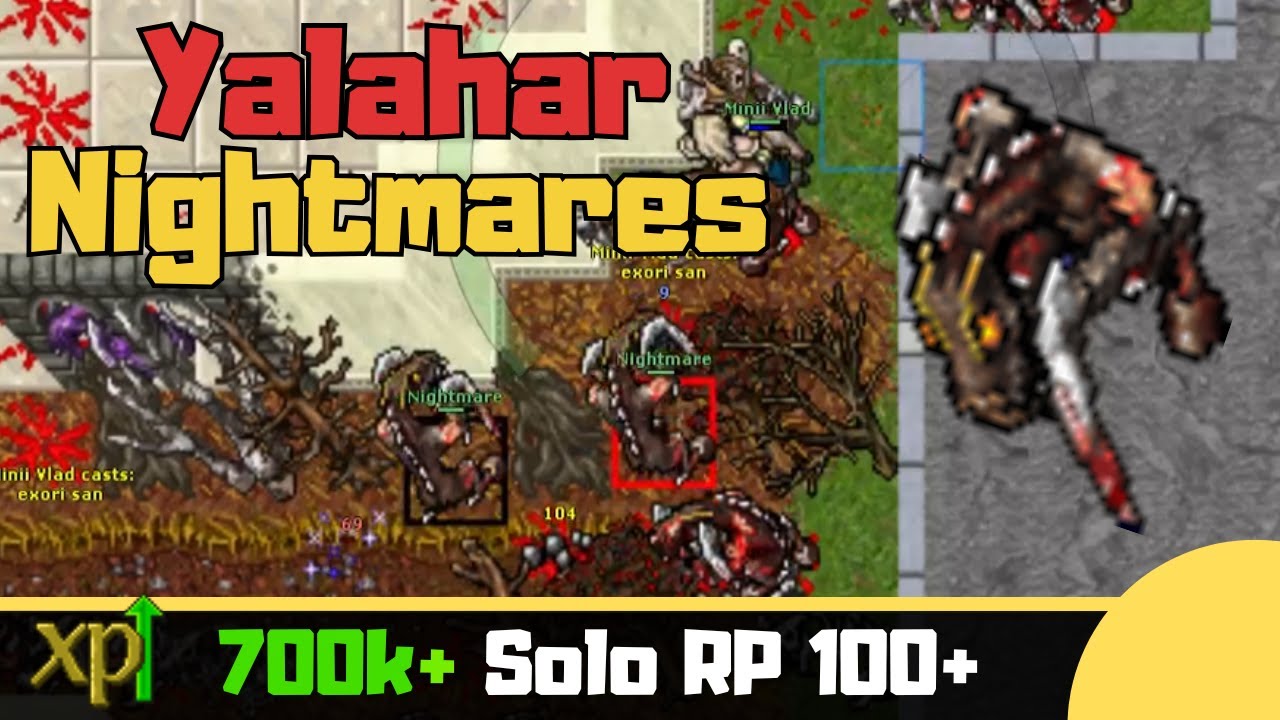 RP 100+ Кошмары Ялахара [Тибия Соло Паладин]