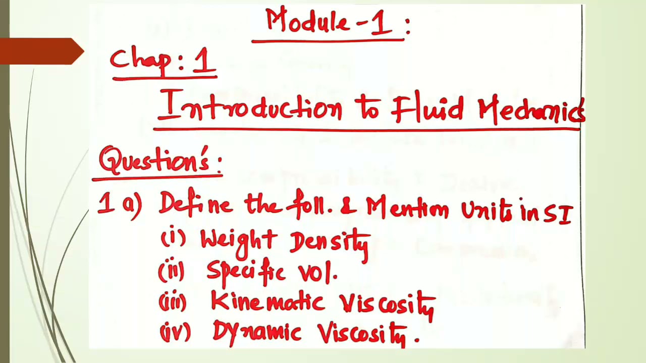 Mod 1 class 1 introduction to fluid mechanics