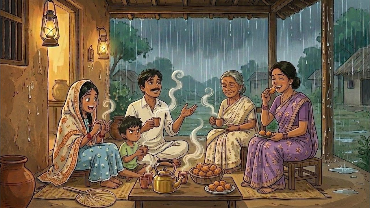 90's Monsoon 🌧️ Indian Village Life Before Mobile Phones | Cozy Rainy Night