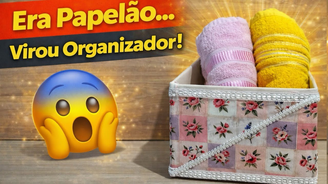 Caixa de papelão hoje, organizador sustentável pra toda vida 