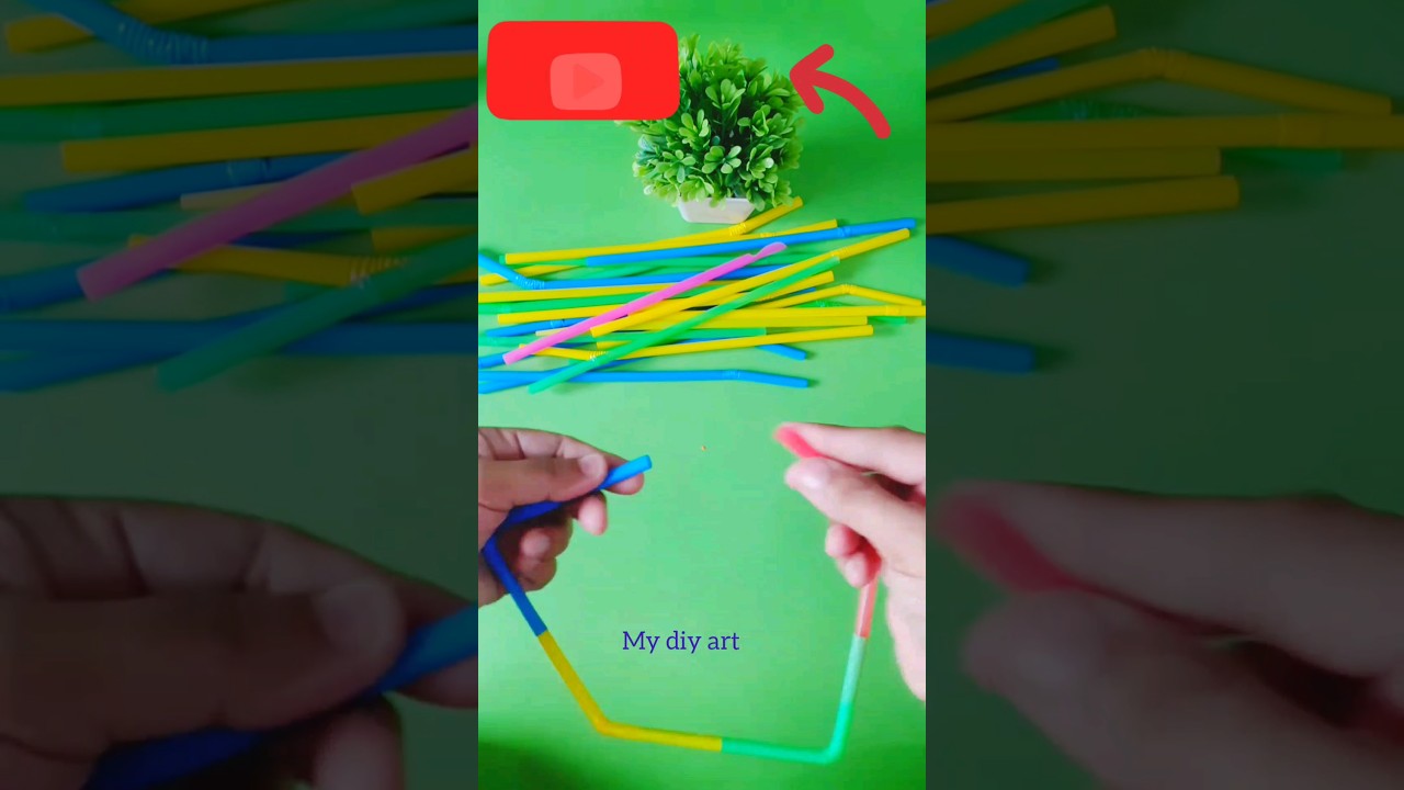 straw crafts Ideas|plastic straw hacks #shorts #artandcraft  #mydiyart