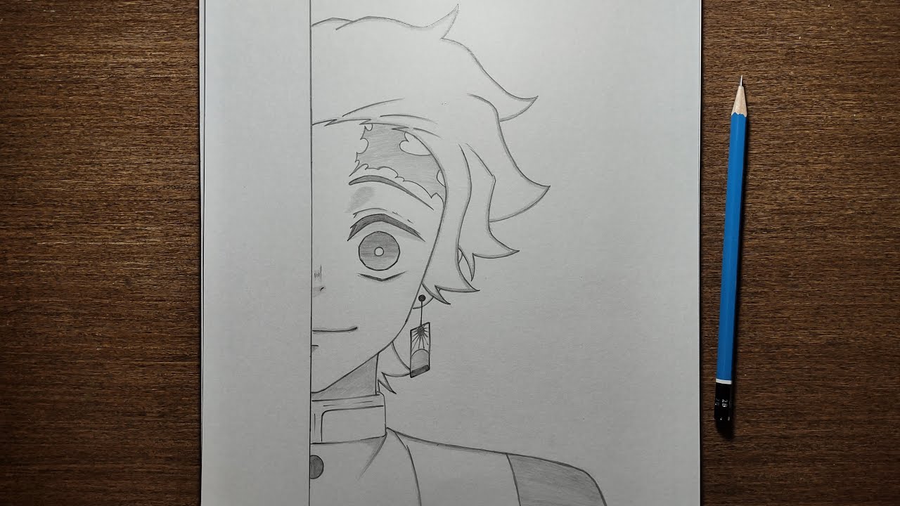 طريقة رسم تانجيرو خطوة بخطوة للمبتدئين | رسم أنمي قاتل الشياطين