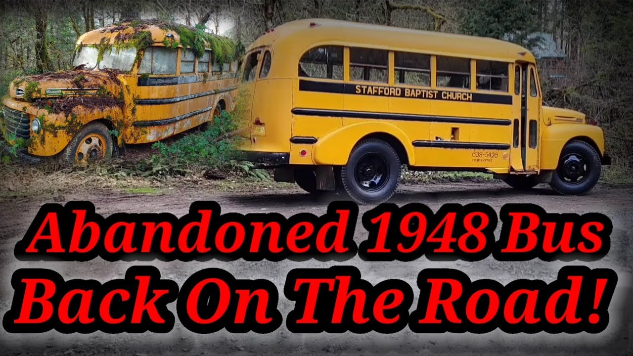 ( 17th Video ) Abandoned 1948 Ford F5 Church Bus is Back on the Road and Driving! Let's GO!!! 👍