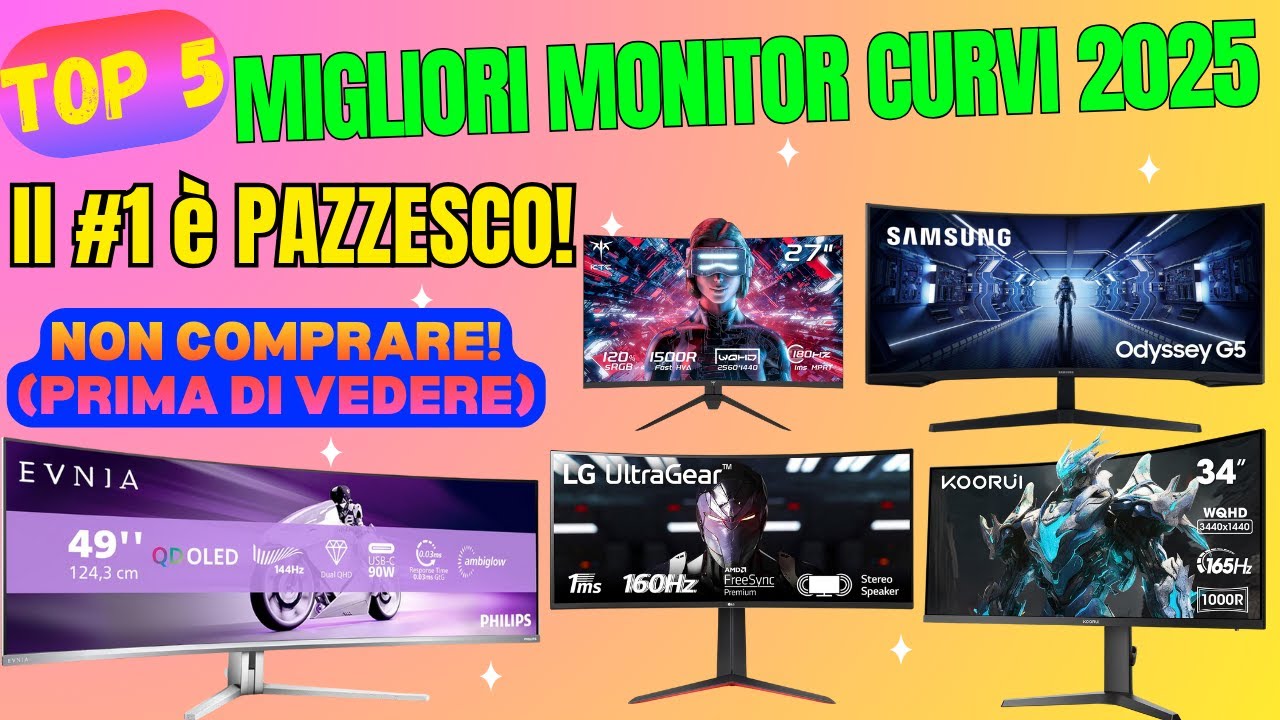 Miglior Monitor Curvo 2025 🏆 Classifica Top 5 Monitor da Gaming (Ultrawide, 180Hz, OLED)