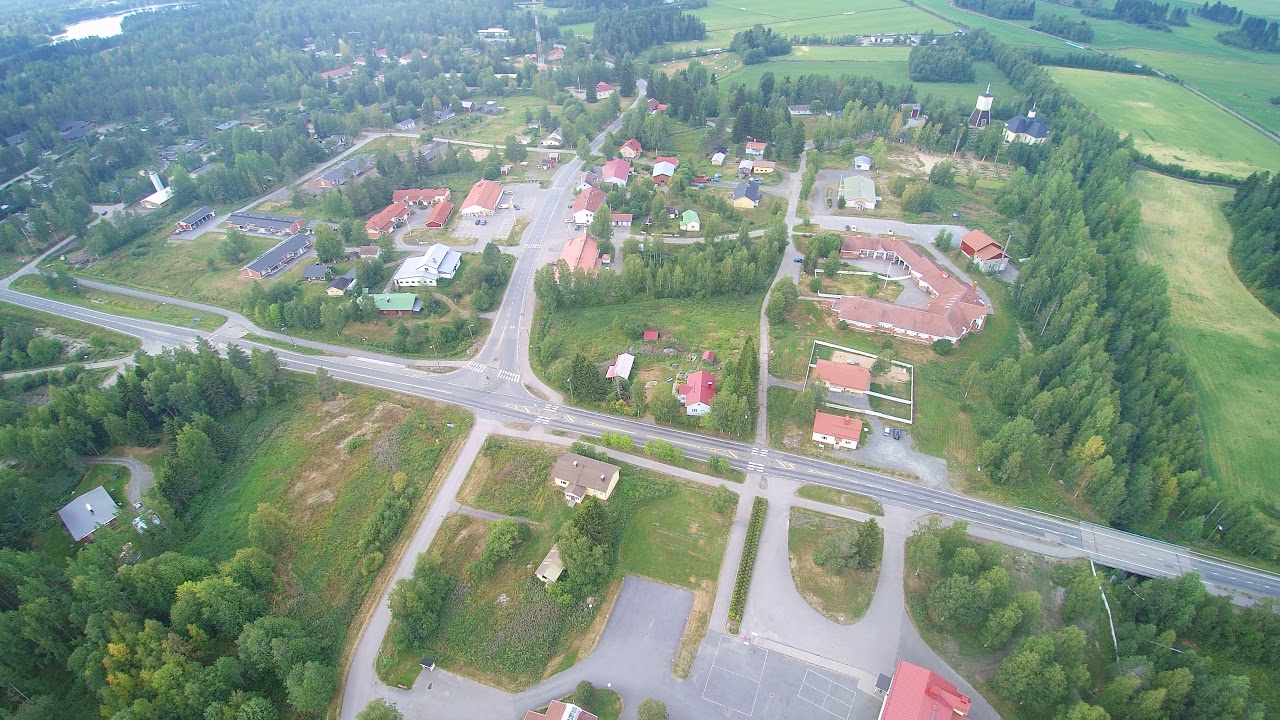 Merijärvi, keskusta ilmasta kuvattuna 23.7.2018