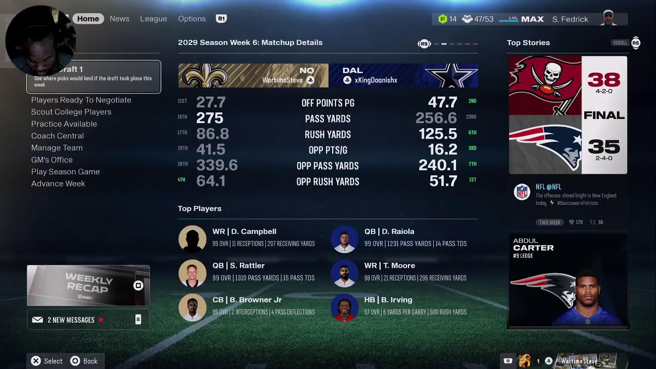 🏟️LIVE🏟️SAINTS 🏟️GG4M🏟️SEASON 4 🏟️ONLINE FRANCHISE🏟️ALL MADDEN