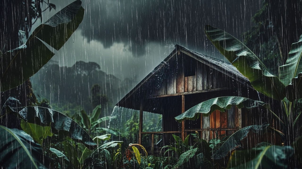 Hard Tropical Rain Ambience | Jungle Sounds for Sleep