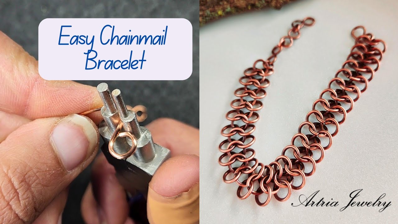 Minimal Chainmail Bracelet, Beginner Friendly Wirewrap Tutorial, DIY Copper Chain Mail Bracelet