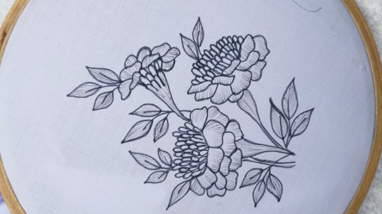 Hand embroidery design, Beautiful Carnation Flowers Embroidery, Hand embroidery for fabric