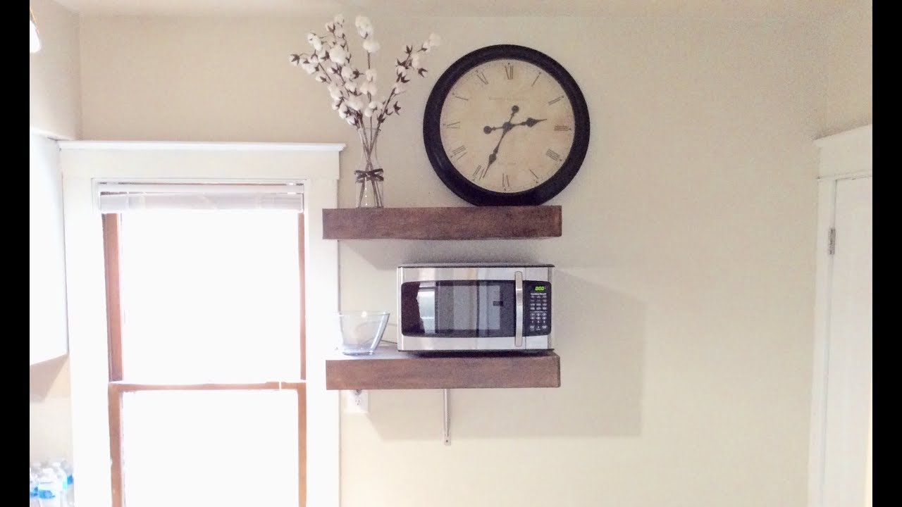 DIY FLOATING SHELVES | EXTREME KITCHEN RENOVATION/REMODEL | MICROWAVE SHELF | PART 1