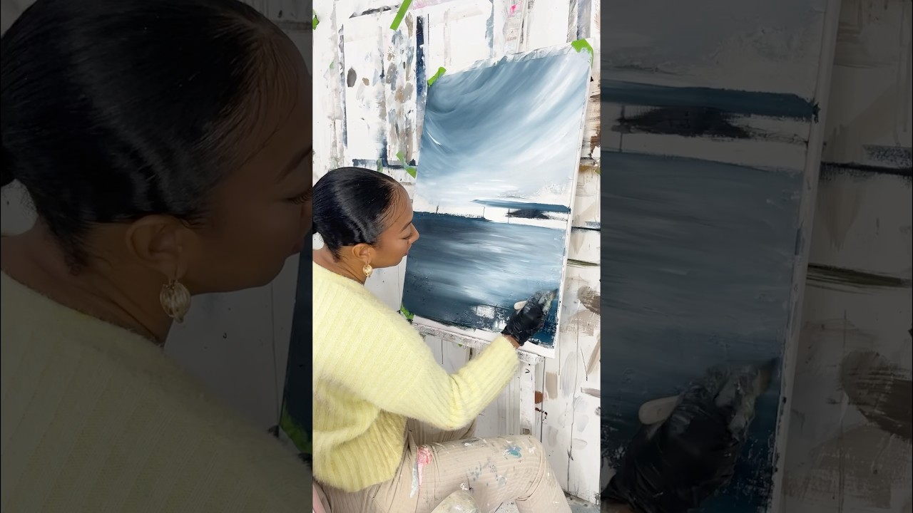 Art therapy | relaxing textured abstract seascape oil painting 🤍🌊#abstractart #oilpainting #art