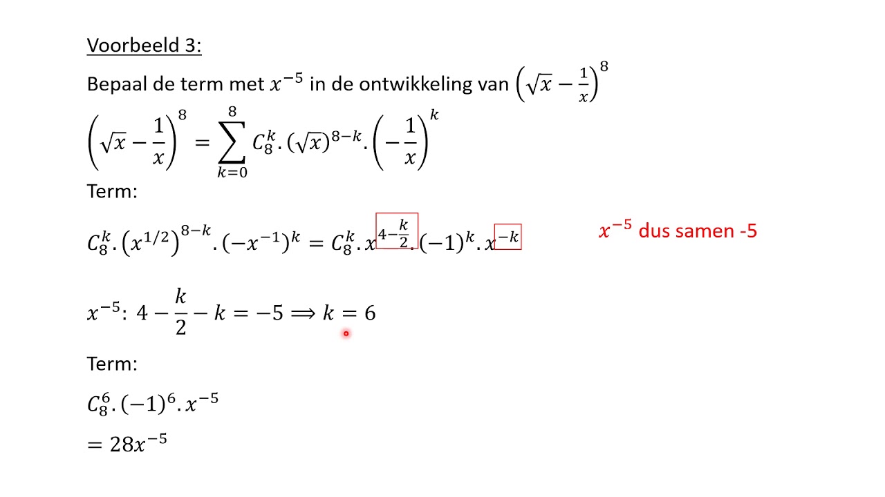 Combinatoriek: binomium van Newton, voorbeelden