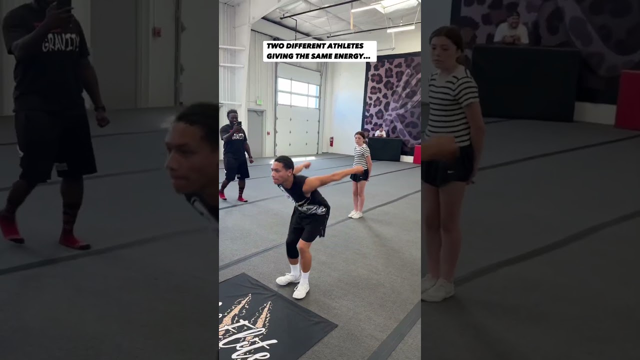 TWO DIFFERENT ATHLETES GIVING OFF THE SAME ENERGY&hellip; #cheer #tumblechef #tumbling #Shorts