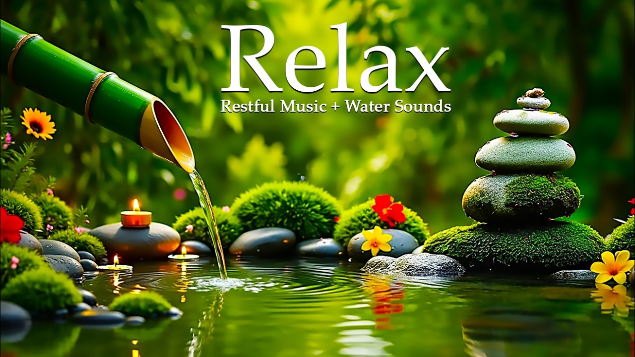 Meditation Music with Bamboo Water Sounds 🌿 Stress Relief, Calm and Restore