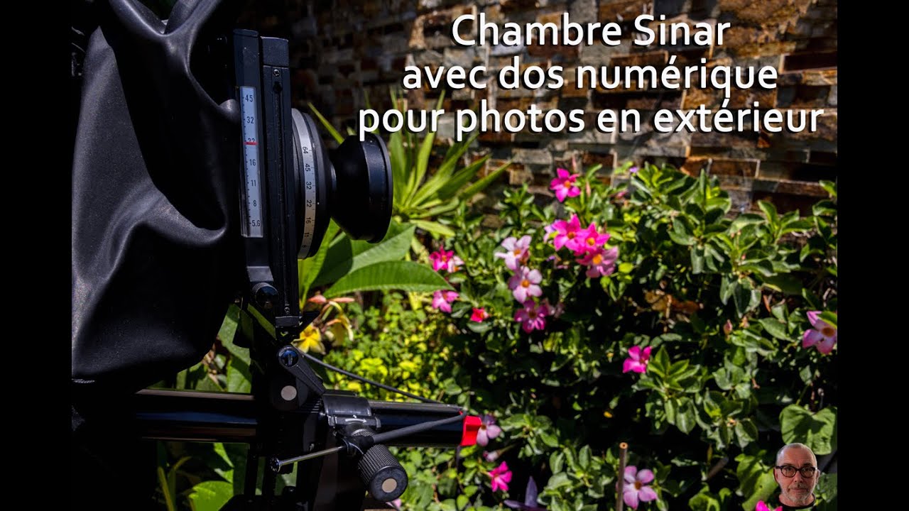 chambre Sinar 4x5 avec dos numérique et super angulon 121mm pour photos de fleurs en extérieur