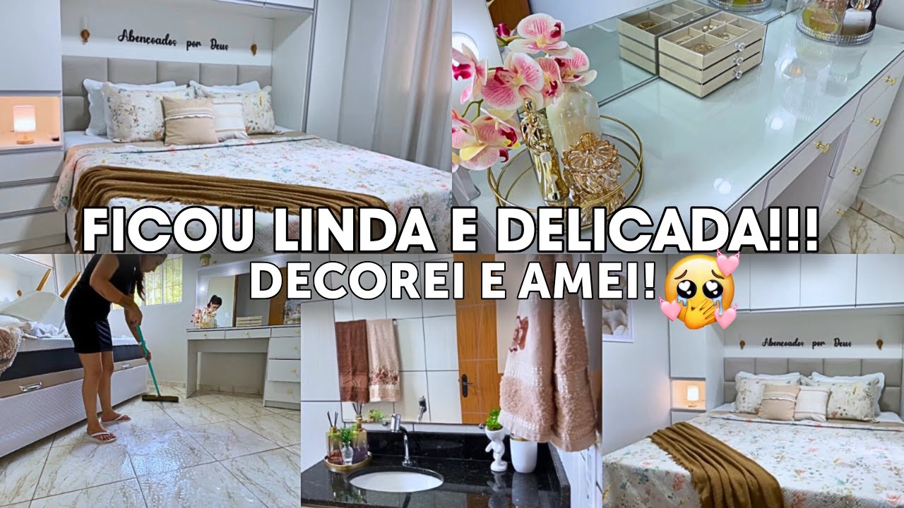 DECORAÇÃO DELICADA + FAXINA CAPRICHADA | MEU QUARTO FICOU UM SONHO 🤍✨