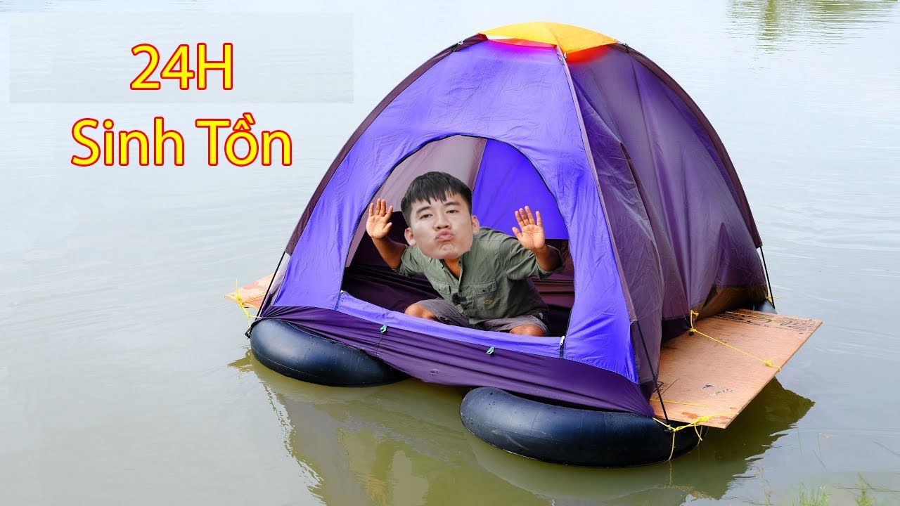 Hưng Troll | Thử Th&aacute;ch 24H Cắm Trại Tr&ecirc;n Mặt Nước Tự Kiếm Đồ Ăn