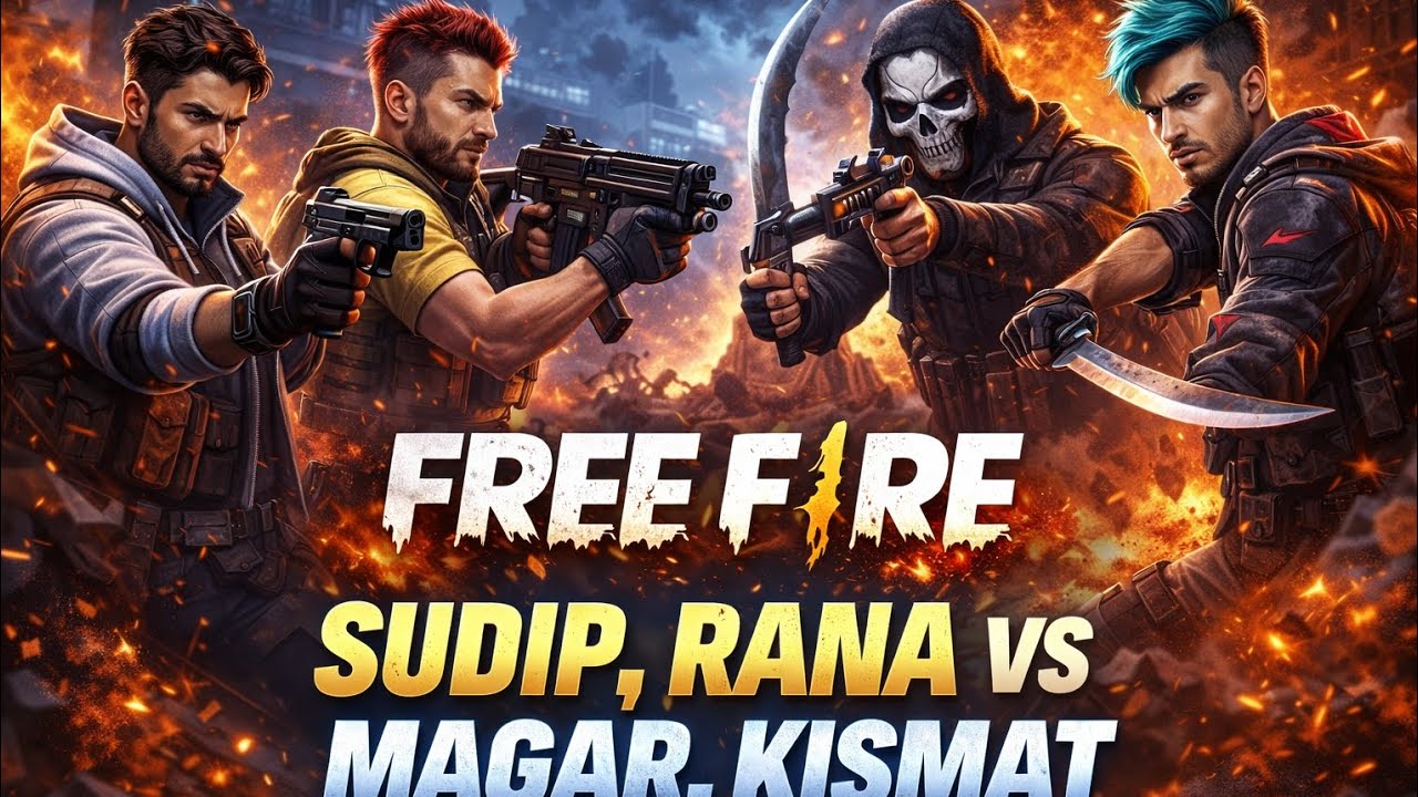 FREE FIRE 🔥 Sudip & Rana vs Magar & Kismat 💀⚔️ | Epic Battle Royale (full match)