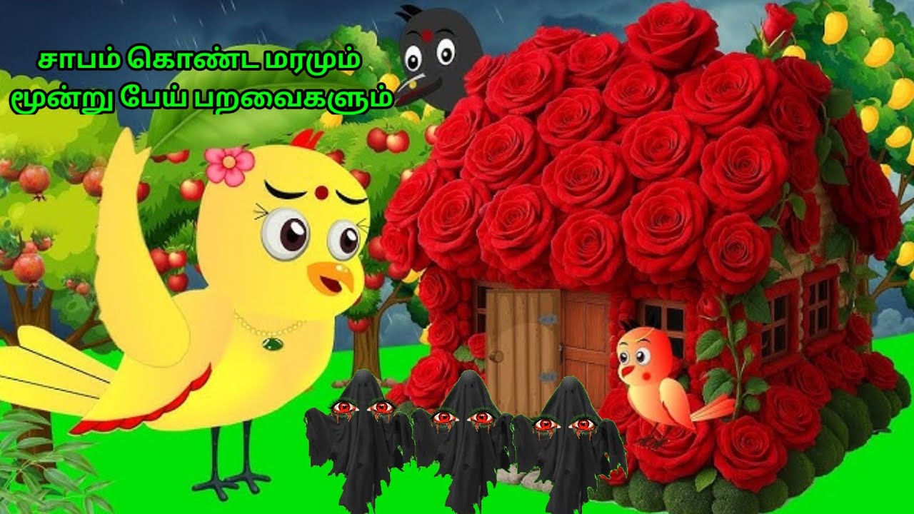 சாபம் கொண்ட மரமும் மூன்று பேய்பறவைகளும்/ THE TREE AND THREE GHOST STORY/CARTOON STORY/MORAL STORY.