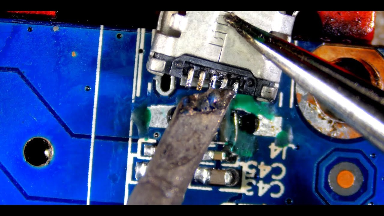 Micro USB Connector Resoldering | Trace Repair & Push Button Replacement