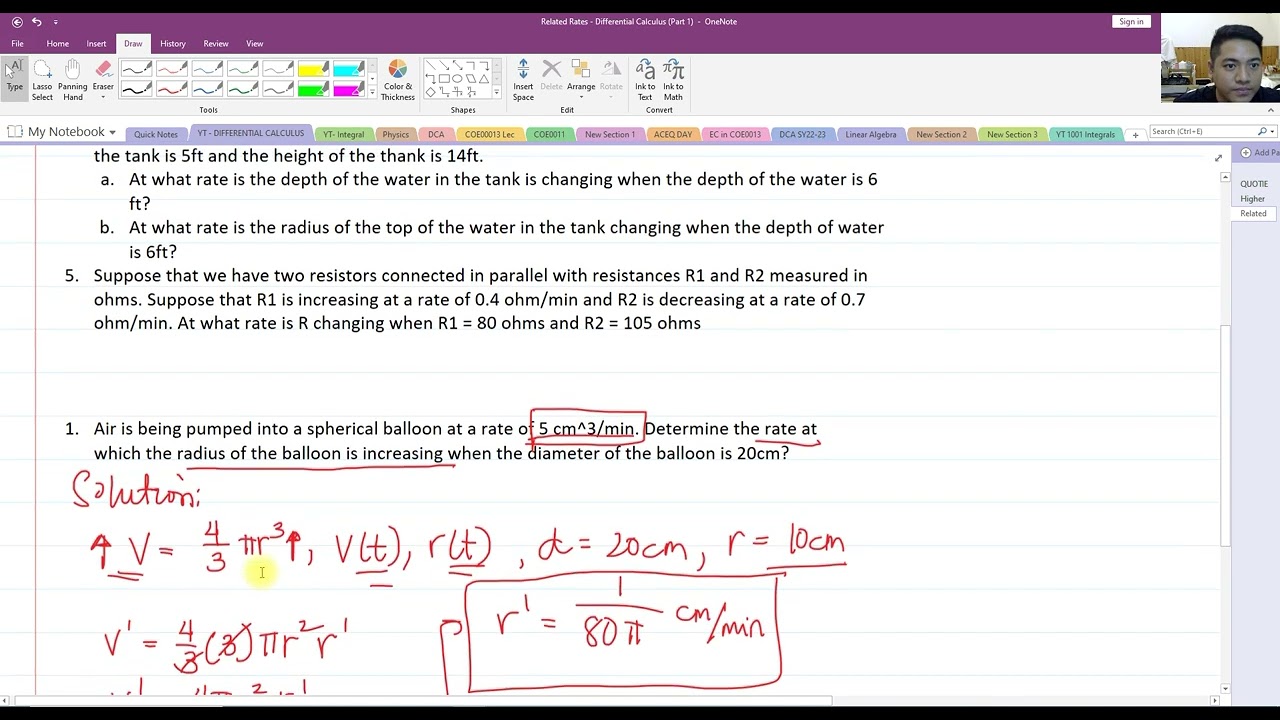 Related Rates - Application of Derivatives | Engr. Yu Jei Abat