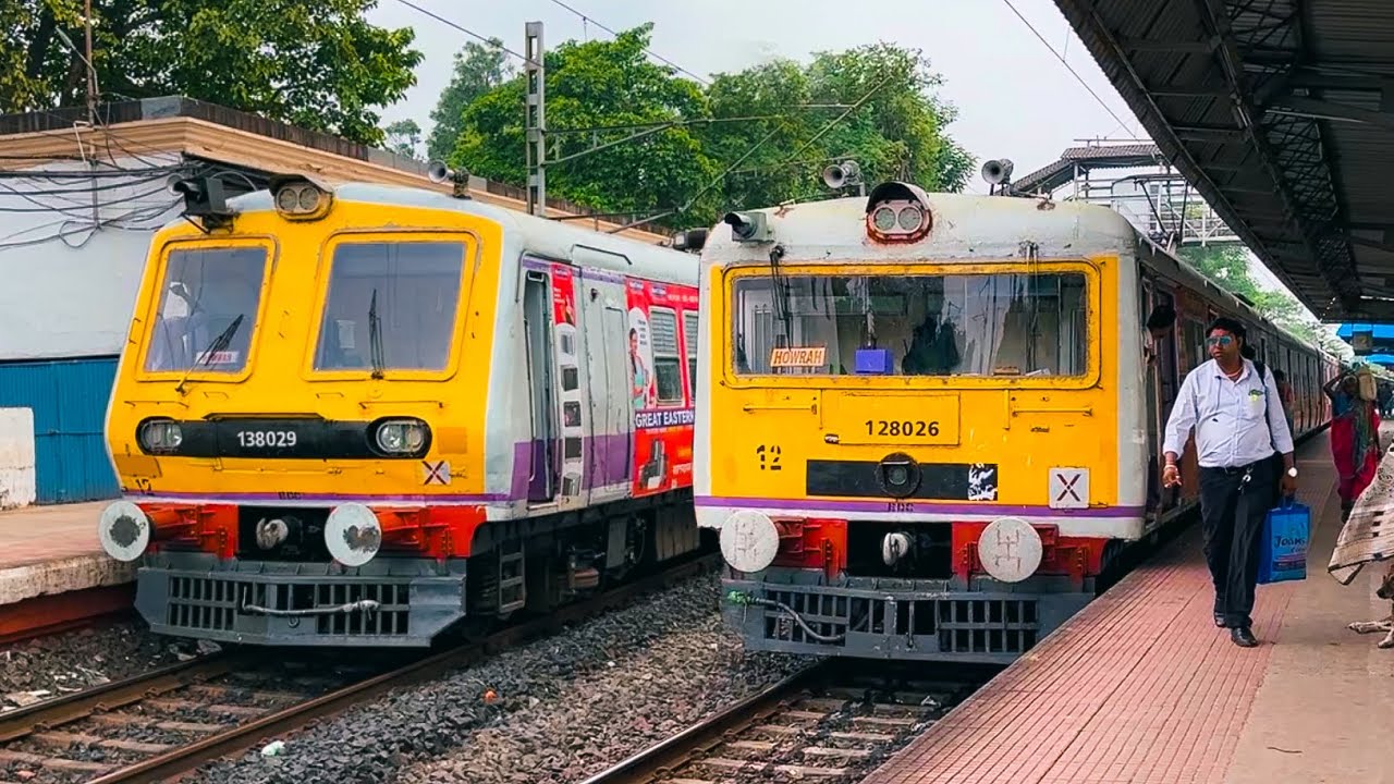 Different model EMU local trains arrival departure raw sound captured.