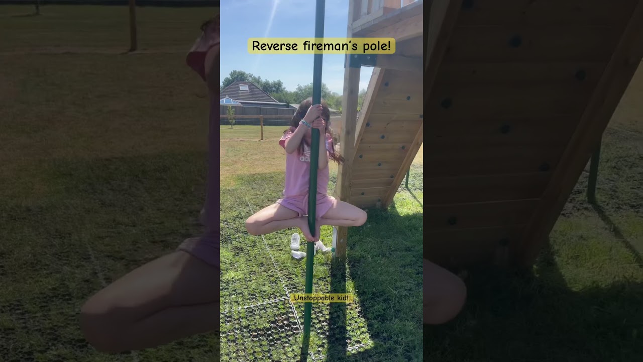 Unstoppable kid. Short. Reverse fireman&rsquo;s pole #strong #gymnast #climbing #unstoppable #shorts #fyp