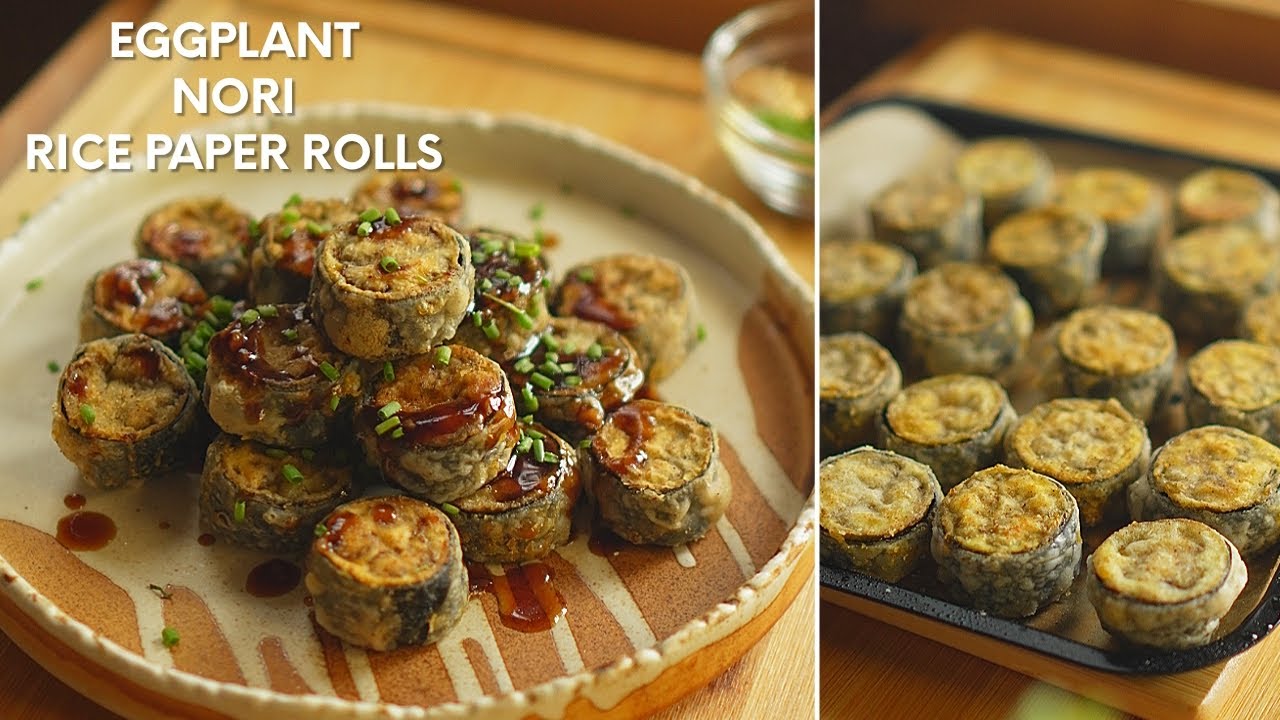 How to cook Eggplant Nori Rice Paper Rolls | Vegan and Vegetarian Eggplant Recipe!