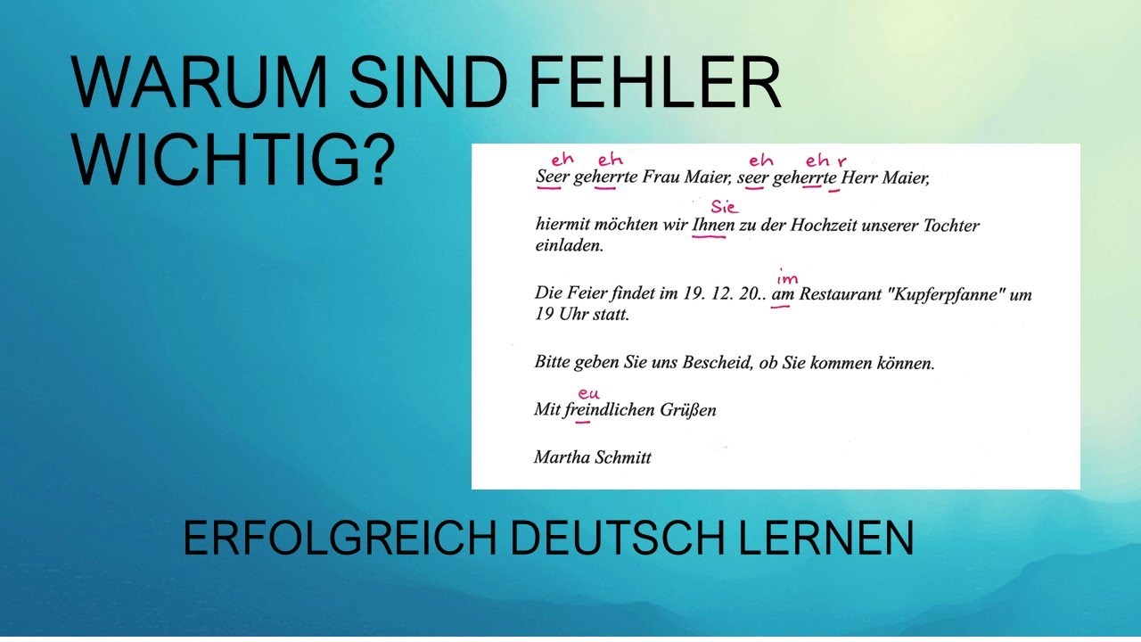 Lerntipps Deutsch Lernen, Thema Fehler.   لماذا الأخطاء مهمة؟
