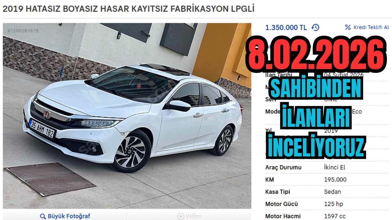 OTOMOBİL PAZARI İLAN İNCELEME SAHİBİNDEN 8.02.2026
