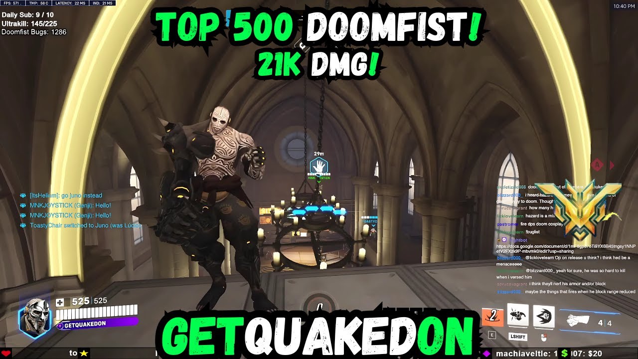 21K DMG!🛡️GETQUAKEDON INSANE DOOMFIST ROLLOUTS ON KINGS ROW! OVERWATCH 2 SEASON 13 TOP 500