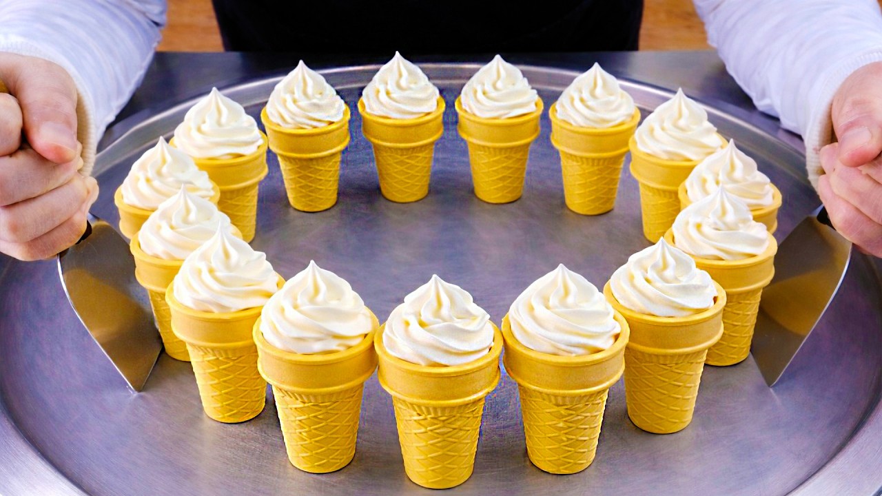 Ice cream with ice cream rolls street food - ايس كريم رول ب ايسكريم بسكويت
