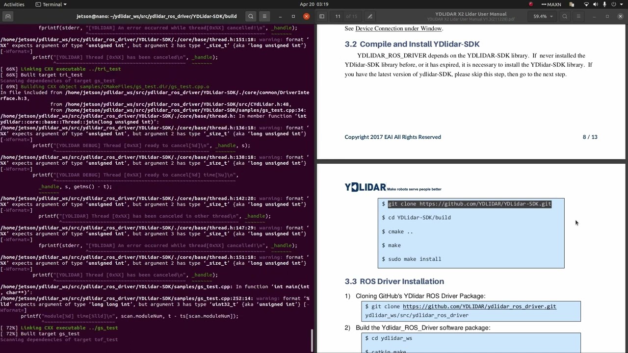 YDLidar Setup on ROS Linux