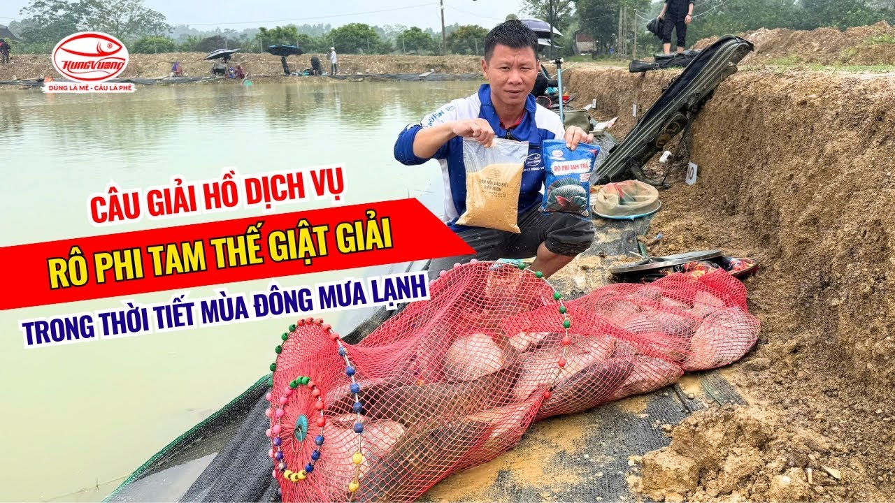 Câu giải hồ dịch vụ - Rô Phi Tam Thế giật giải trong thời tiết mùa đông mưa lạnh
