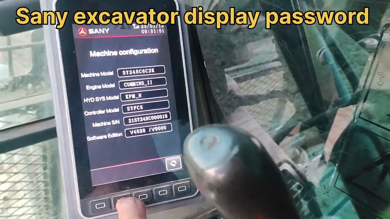Sany 245-9 Excavator display password.