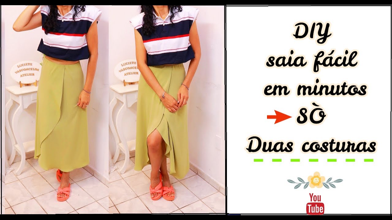 SAIA  TRANSPASSADA  MAIS FÁCIL DE COSTURAR DIY 9 Luciete Vasconcelos