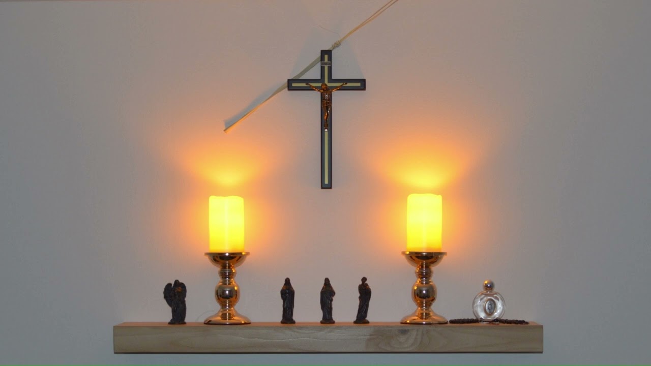 Catholic Prayer Altar- 1 hour with ambient fire and rain