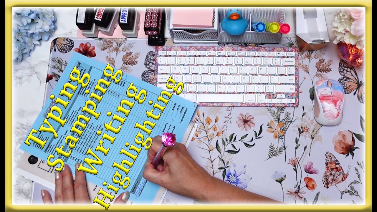ASMR | Office Sounds | Typing | Stamping | Writing | Highlighting | Paper Sounds | No Talking