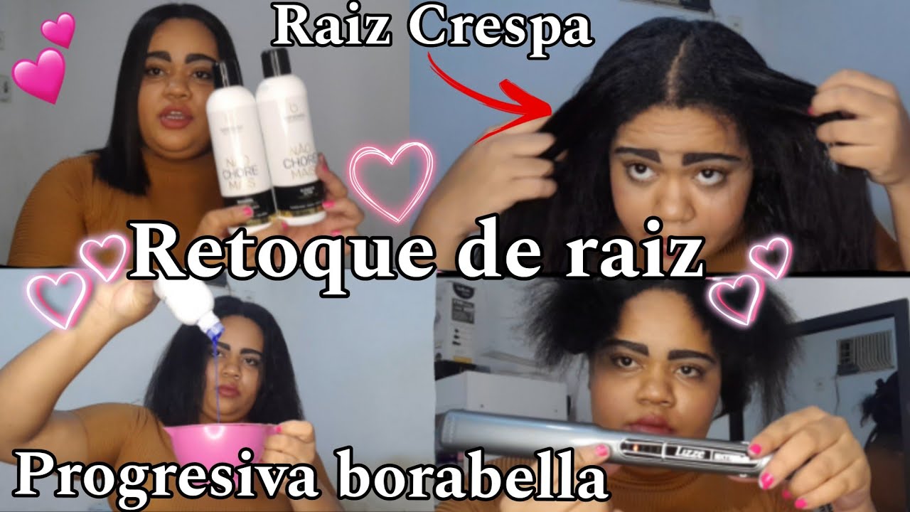 MEU RETOQUE DE RAIZ COM A PROGRESIVA BORABELLA NÃO CHORE MAIS💖CABELO COM RAIZ  CRESPA!!4C😍🥰🩷