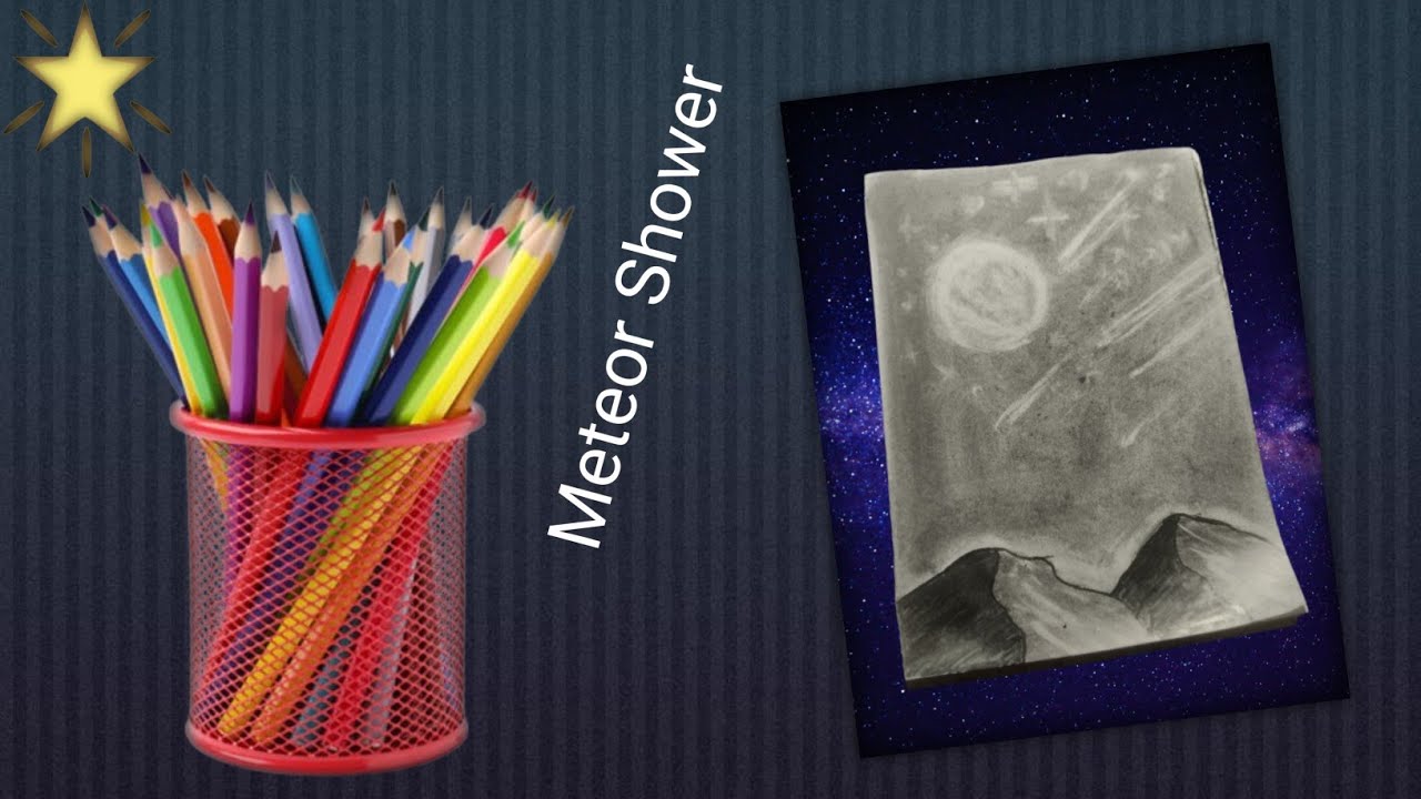 Simple Pencil Art – Meteor Shower Illustration | 