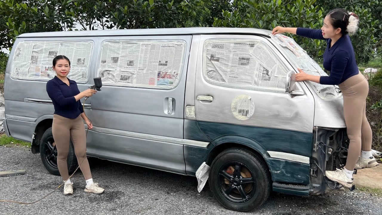 Mechanic Girl: Changing the color of an old, damaged Toyota (HIACE) manufactured 20 years ago 🛠🛠🛠