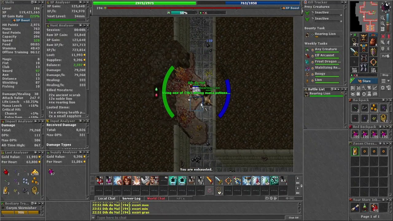 Tibia Knight do 1 ao 1000 - 27/02/26 - 194 até 195 em Lion's Rock