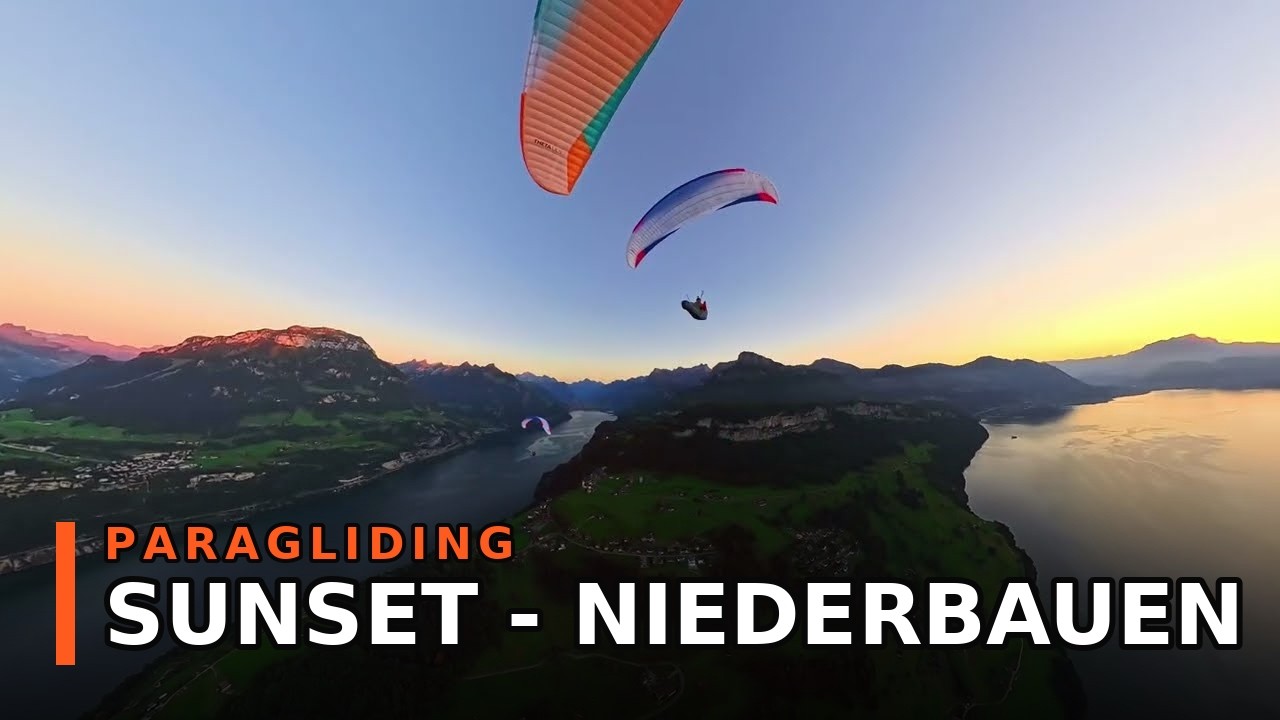 Sunset Glide from Niederbauen Kulm to Brunnen  with the Theta Bros,  cousin Chico and others