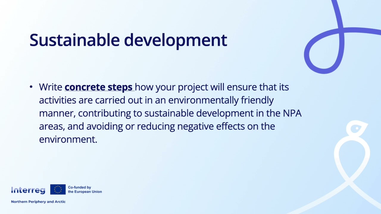 Interreg NPA Quick Start video for Horizontal Principles