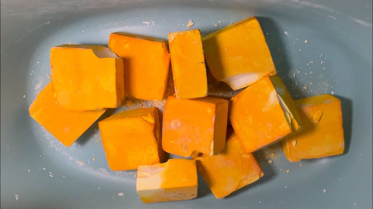 Yellow dyed fresh gym chalk blocks soft buttery lovely crush