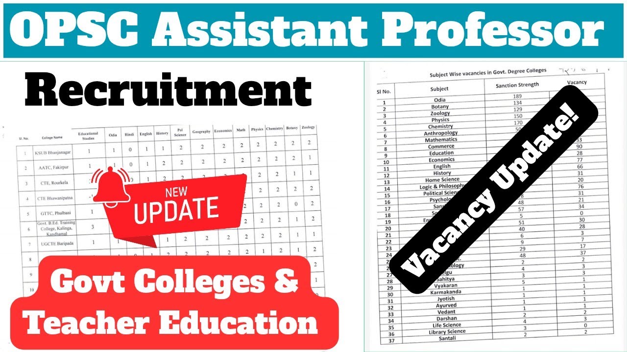 OPSC Assistant Professor New Vacancy II College & Teacher Education #opsc 