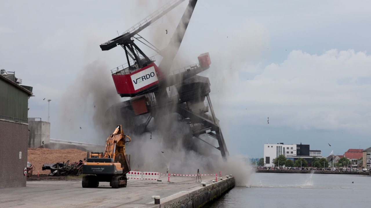 Kulkran væltet på Randers Havn