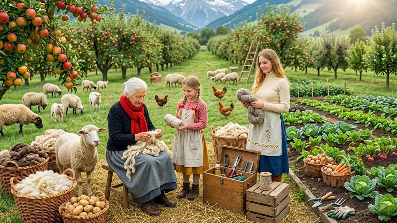 Peaceful Countryside Life in Swiss Alpine Village🌿Sheep Farming, Fruit Harvesting & Simple Living