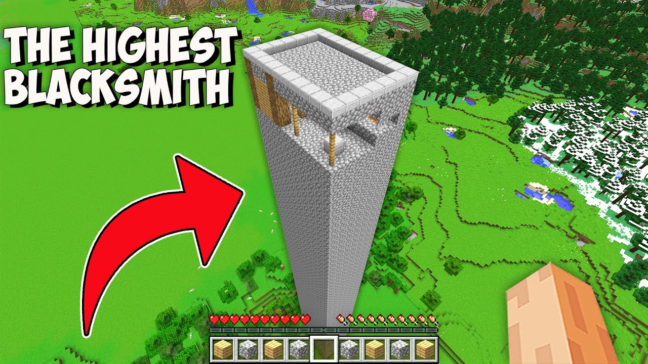 I found THE TALLEST BLACKSMITH in Minecraft! This is THE HIGHEST SKYSCRAPER HOUSE in VILLAGE!