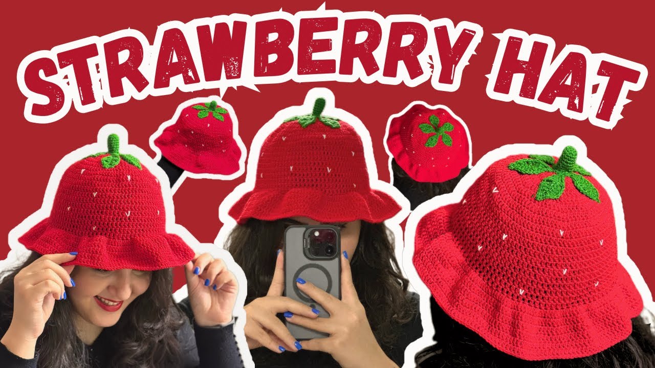 Crochet Strawberry Hat 🍓 Easy & Fun Step by Step Tutorial For Beginners